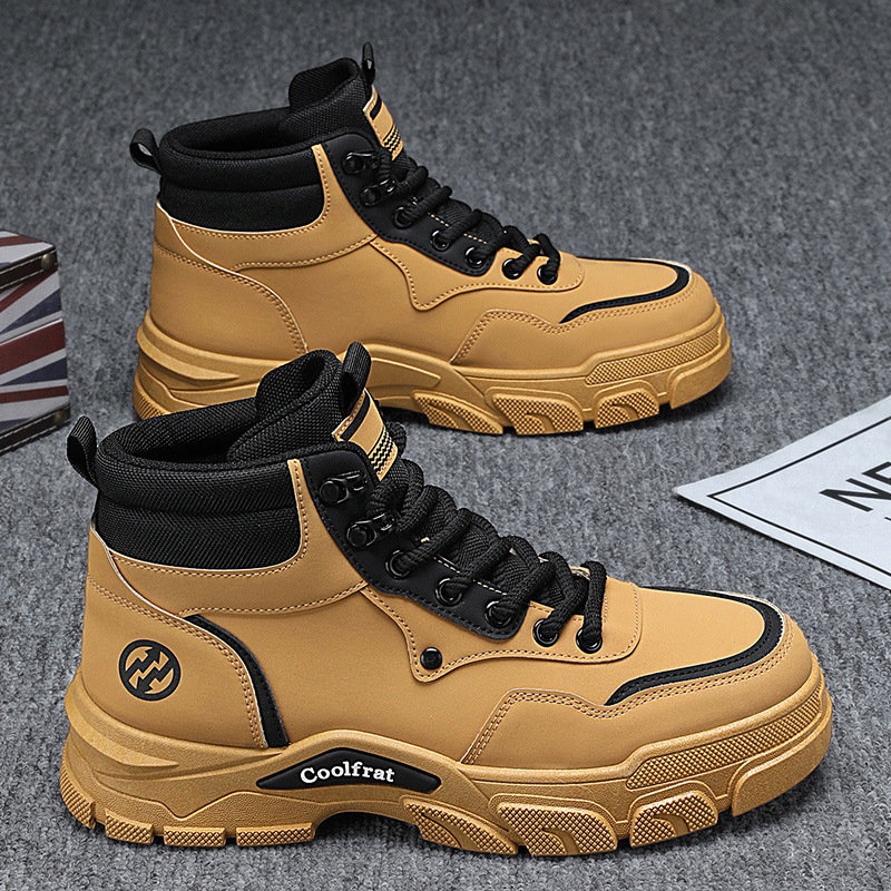 Zapatos de otoño para hombres, nuevas botas Martin altas transpirables, zapatos de herramientas de plataforma de todo fósforo de tendencia para hombres, botas cortas casuales, zapatos de moda