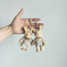 毛绒可爱麻布熊钥匙扣挂件玩偶情侣熊情侣兔公仔娃娃玩具礼物