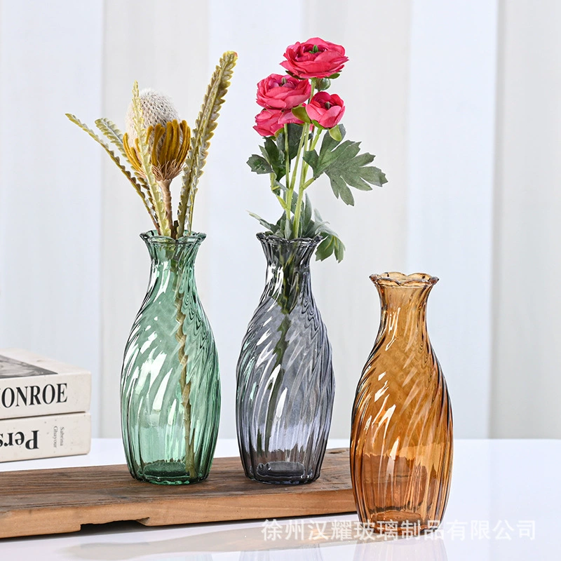 Ins ветер средневековая стеклянная ваза оптом высокого класса чувство украшения гостиной с цветочной аранжеткой ретро маленькая ваза ремесла украшения