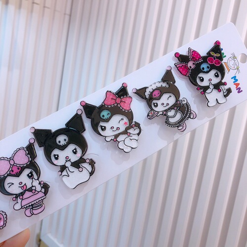 Kuromi headdress black sweet hairpin hairpin kuromi children's hair accessories cute girls acrylic glitter duck
