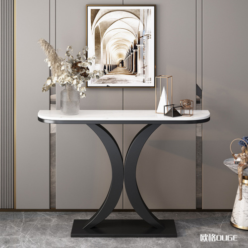 Luxury stone table for entrance hall, wall-mounted, modern and simple, half-circle, hotel end table, decoration for entrance hall 
