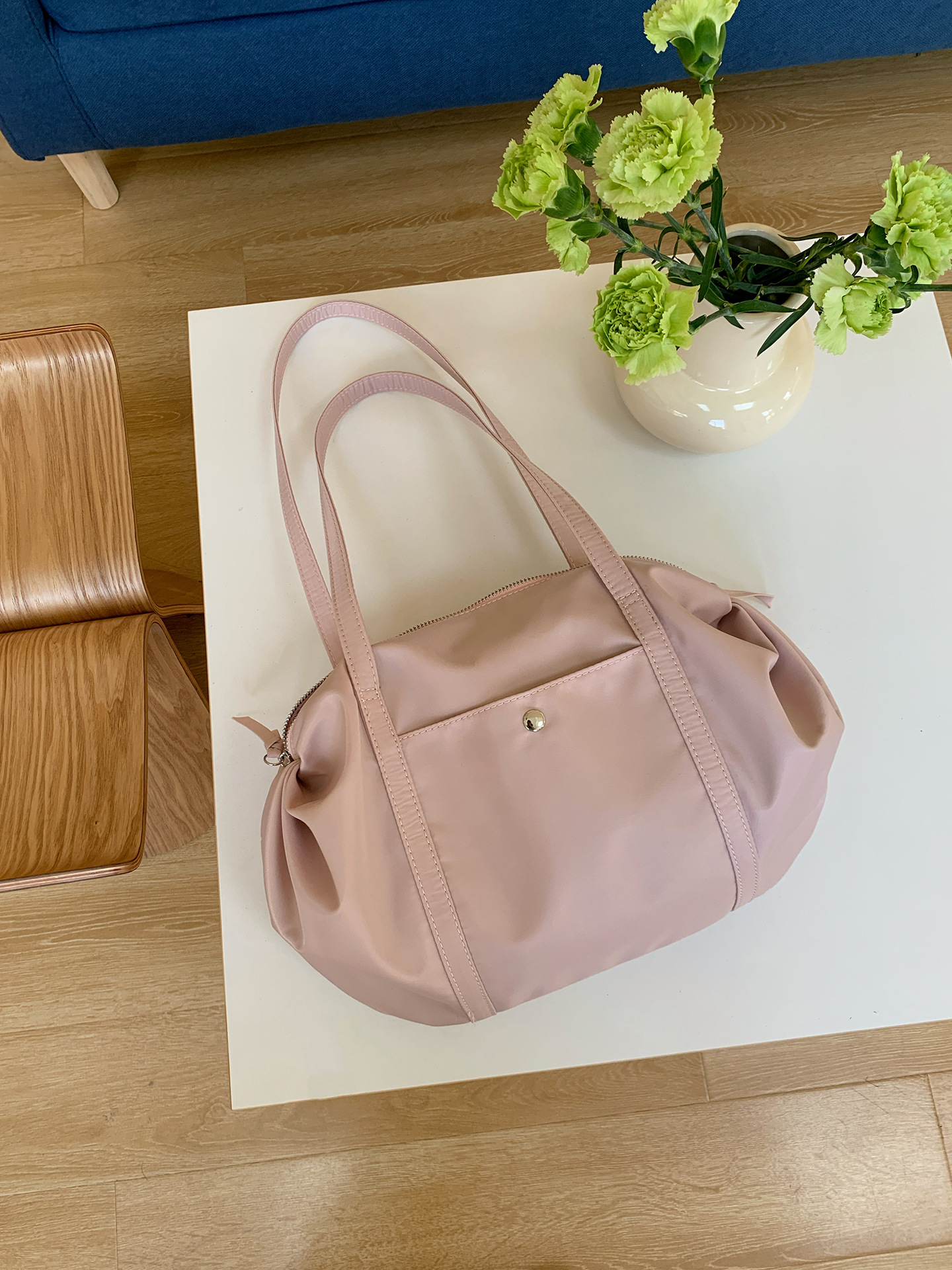 DIY Pleated Dumpling Bag Lightweight Nylon Ballet Yoga Bag Work Travel Tote Korean Style Large Capacity Shoulder Bag - Thumbnail 7