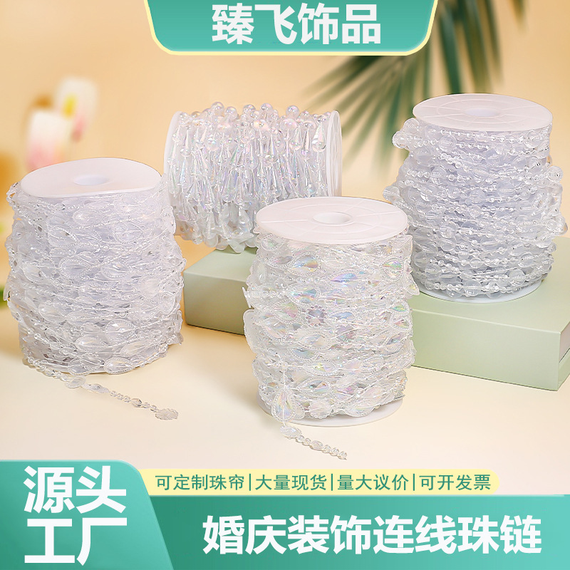 Wedding Bead Curtain Line Curtain Road Lead Imitation Crystal String Wedding Scene Stage Ceiling Decoration Door Curtain Curtain Making Material