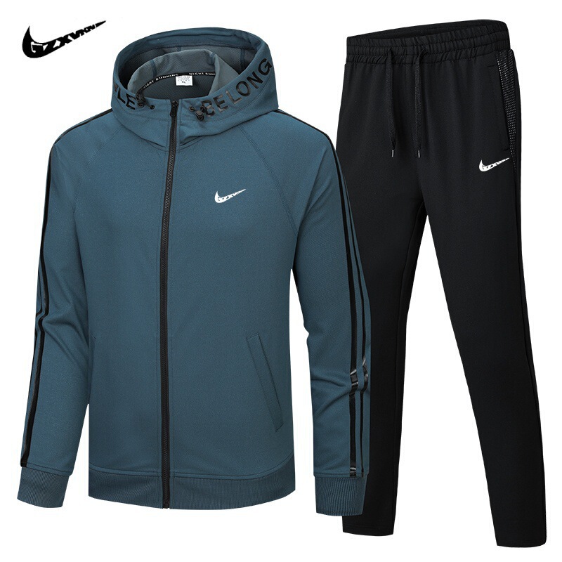2025 New Casual Sportswear Suit Spring and Autumn Men's Hooded Cardigan Sweatshirt Two-Piece Set Large Size Trendy Suit 2025 New Casual Sportswear Suit Spring and Autumn Men's Hooded Cardigan Sweatshirt Two-Piece Set Large Size Trendy Suit