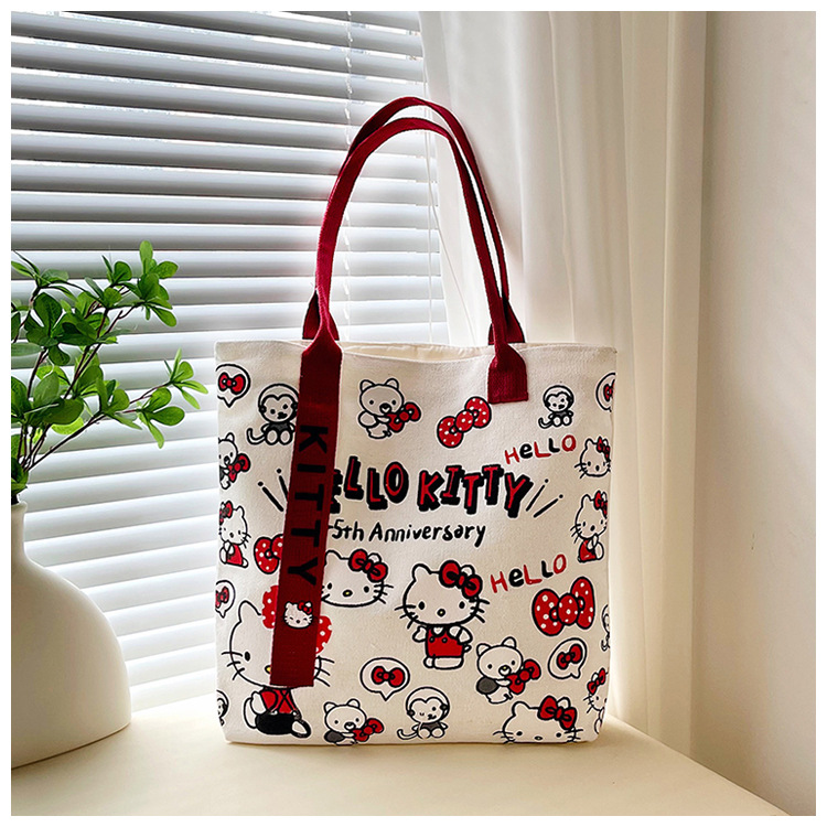 The new fashionable cartoon canvas bag, simple and versatile tote bag, cute commuting single-shoulder tote large bag, is selling well across borders undefined