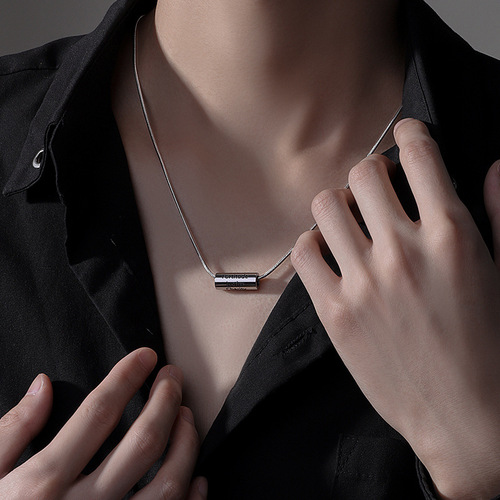 Men's Trend Necklace 2024 High-End Accessory, Light Luxury, Unique Design Snake Bone Chain, Hip-Hop Minimalist Lock Necklace