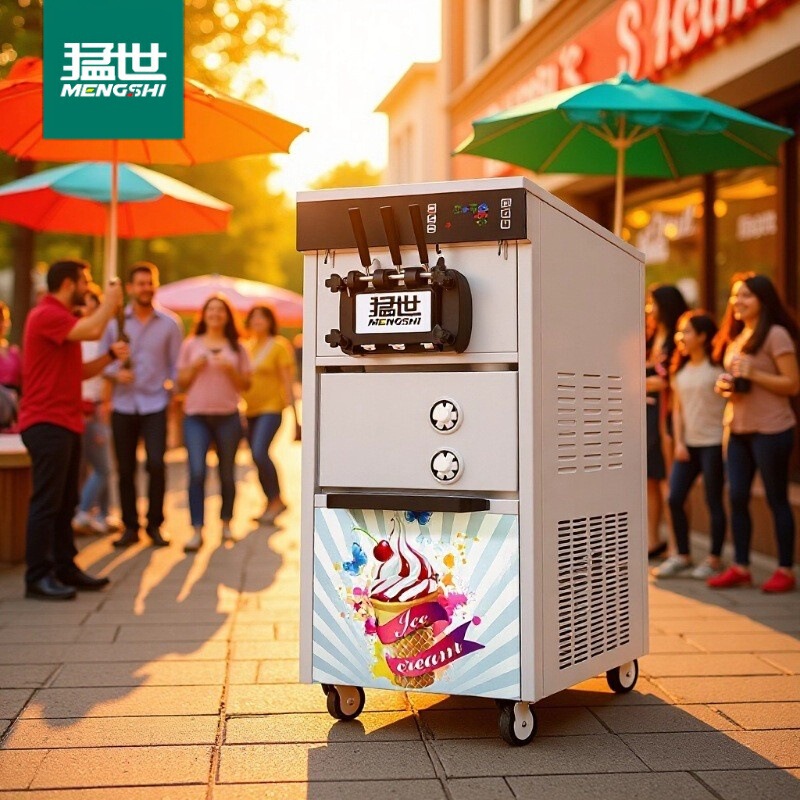 Mengshi ice cream machine commercial automatic cone ice cream machine vertical touch screen high-end soft ice cream machine with pre-cooling