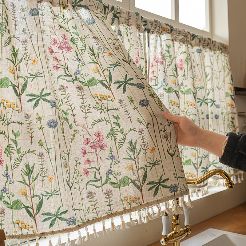 Cross-Border American-Style Short Curtains, Finished Products, Middle Eastern Modern Pastoral Style Coffee Curtains, Tassel Small Curtains, Export Farm House Curtains Cross-Border American-Style Short Curtains, Finished Products, Middle Eastern Modern Pastoral Style Coffee Curtains, Tassel Small Curtains, Export Farm House Curtains