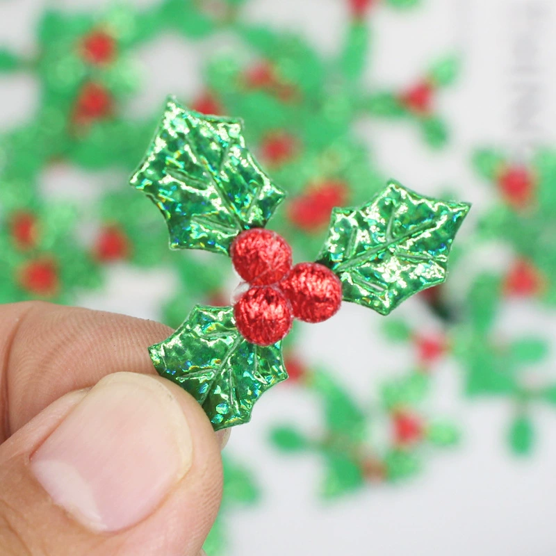 Новогодняя декоративная sequins, лазерное золото/серебро ткань, еловый рисунок, 3,5 см или 5 см, 100 штук