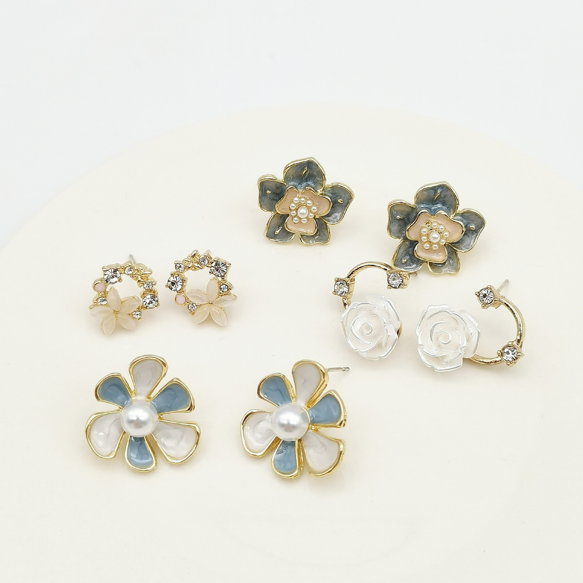 Einfacher Stil Herzform Blume Harz Inlay Künstliche Perlen Strasssteine Tropfenohrringe 1 Paar display picture 2