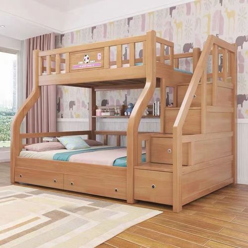 3x all solid wood bunk beds, double-layer children's bunk bed, two-story high and low double bed, adult dormitory bunk bed plus bunk bed