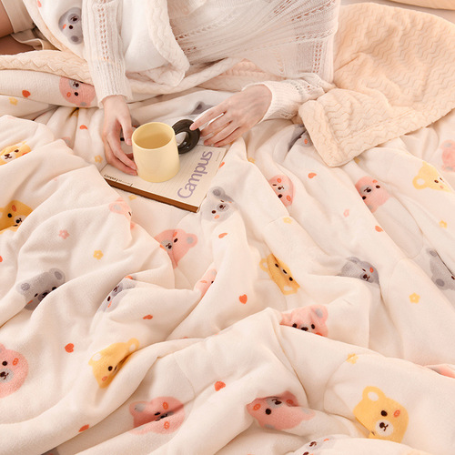 New Thick Warm Milk Fleece Blanket AB Style Fresh and Natural High-Gram Beibei Wool Blanket Lamb Fleece Blanket