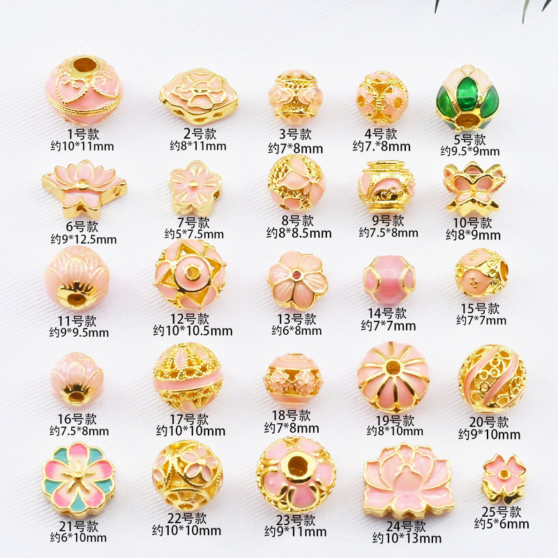 18K ゴールドフィルド カラー保持七宝焼きオイルドリップ銅金メッキスペーサービーズアクセサリー 8mm オイルドリップトランスファービーズエナメルカラーアクセサリー|undefined