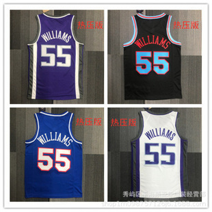 Heat-Pressed Basketball Jersey Kings No. 55 Williams Jersey Basketball Uniform Kings Jerse