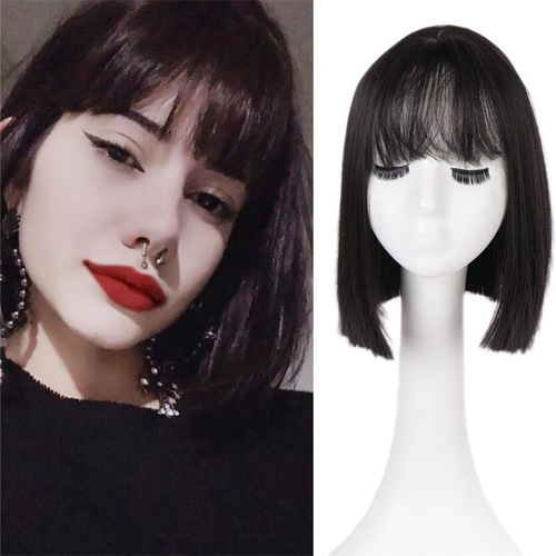 Amazon wig for women European and American fashionable chemical fiber wig for women with bangs, short straight hair Bobo wig for women manufacturer
