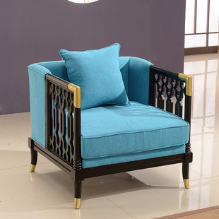 New Chinese style solid wood leisure chair post-modern minimalist hotel bedroom sales office negotiation table and chair combination single sofa