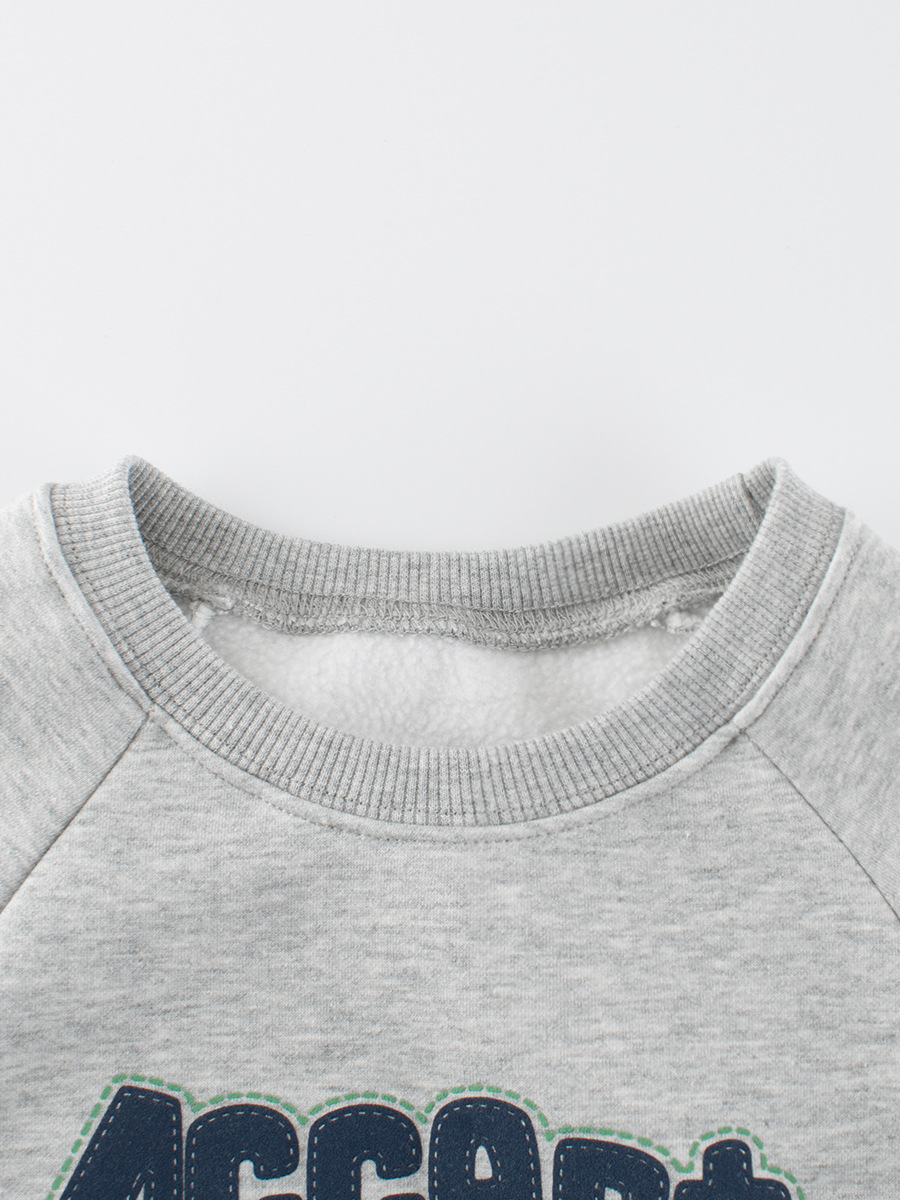 Ropa para niños transfronteriza otoño para niños nuevo suéter de cuello redondo para niños pequeños y medianos, tops con estampado coreano de terciopelo polar, venta caliente de Douyin