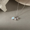 Small design necklace, retro fashionable pendant, zirconium, silver 925 sample, trend of season, bright catchy style, moonstone