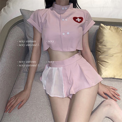 Nurse uniform themed sexy lingerie set for women, tempting and spicy bedroom outfit, small bust enhancing, pure desire nightgown, maid costume.