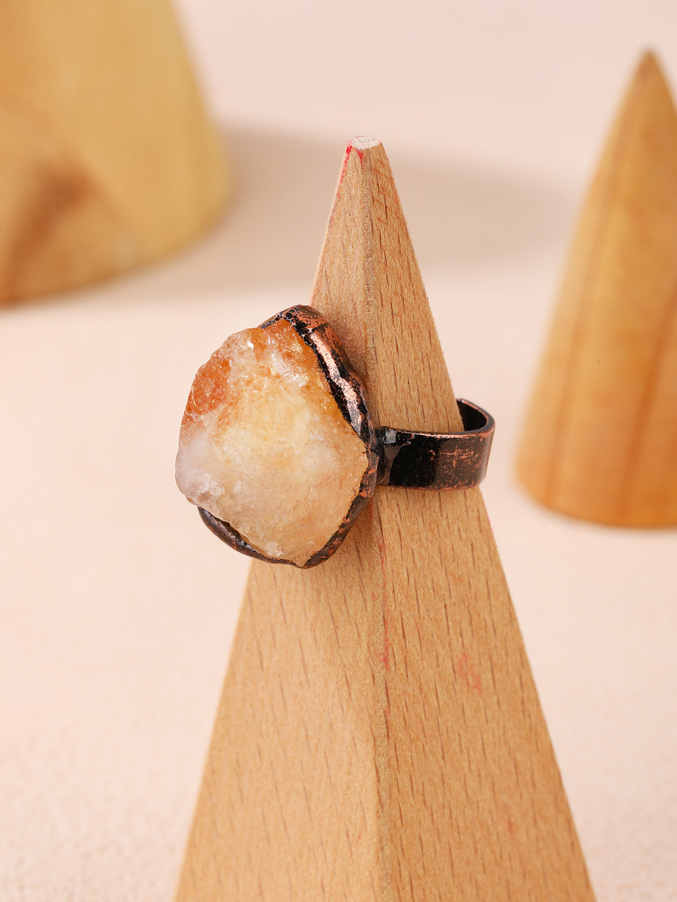 All Seasons Season Unisex Copper Citrine Healing Irregular Open Rings Healing Crystals Jewelry