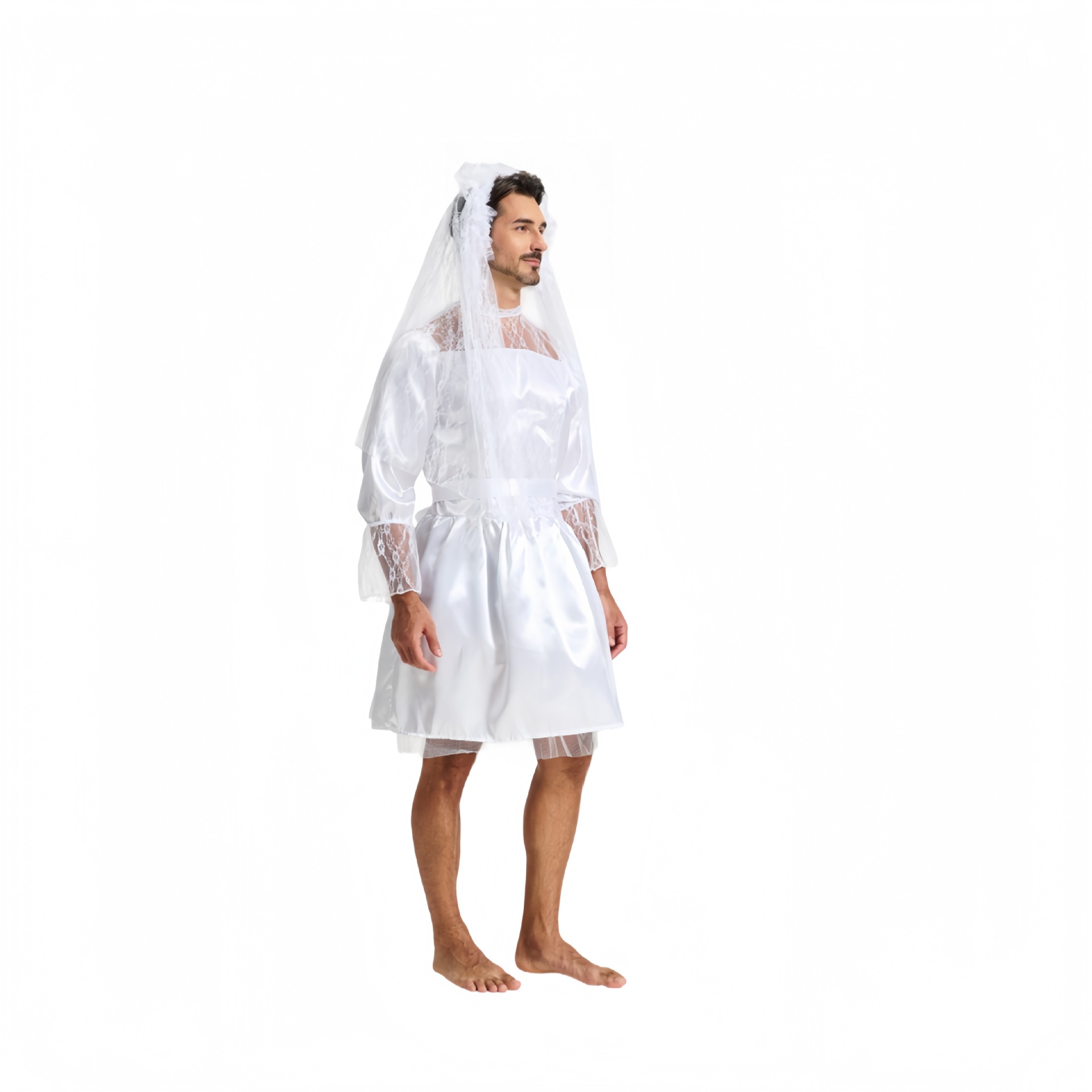 Wedding dress costume for Halloween theme cosplay, stage Christmas performance, male bride prank party role