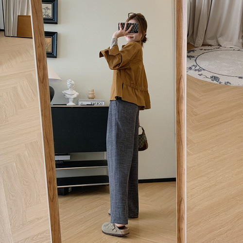 KM215max Top 4K+! White-tinted drawstring short work jacket winter casual denim coat