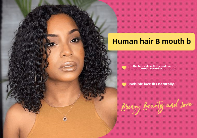 Synthetische Deep Wave Bob Perücke Mit Lace Front Für Damen_voghion.com