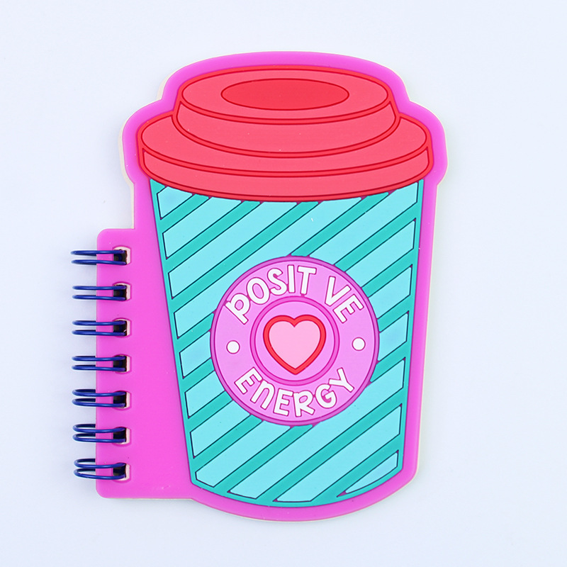 Cubierta de silicona pequeña bobina libro mini dibujos animados especial en forma de cuaderno papelería creativa forma de animal lindo con pluma