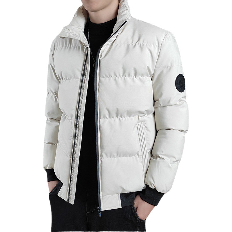 Invierno nuevo abrigo de algodón acolchado cálido espesado casual suelta cuello de pie chaqueta acolchada de algodón color sólido abrigo de algodón acolchado de los hombres de la moda de los hombres