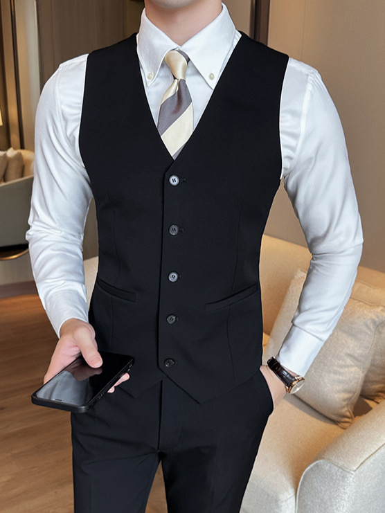 Venta directa de fábrica modelos de primavera y otoño versión coreana del chaleco de traje de hombre delgado de negocios casual de los hombres chaleco de traje profesional chaleco