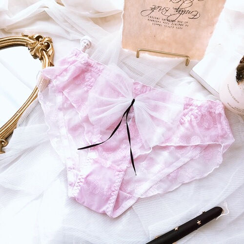 Japanese-style sweet triangle underwear wholesale red black cute fruit pineapple mesh large bow ribbon for women