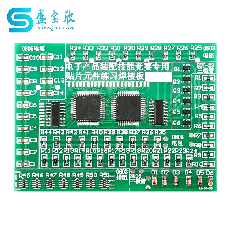 Большие патч-компоненты сварочной платы Класс 8 77 патч-компонентов Обучение электронной плате SMT TJ-56-56