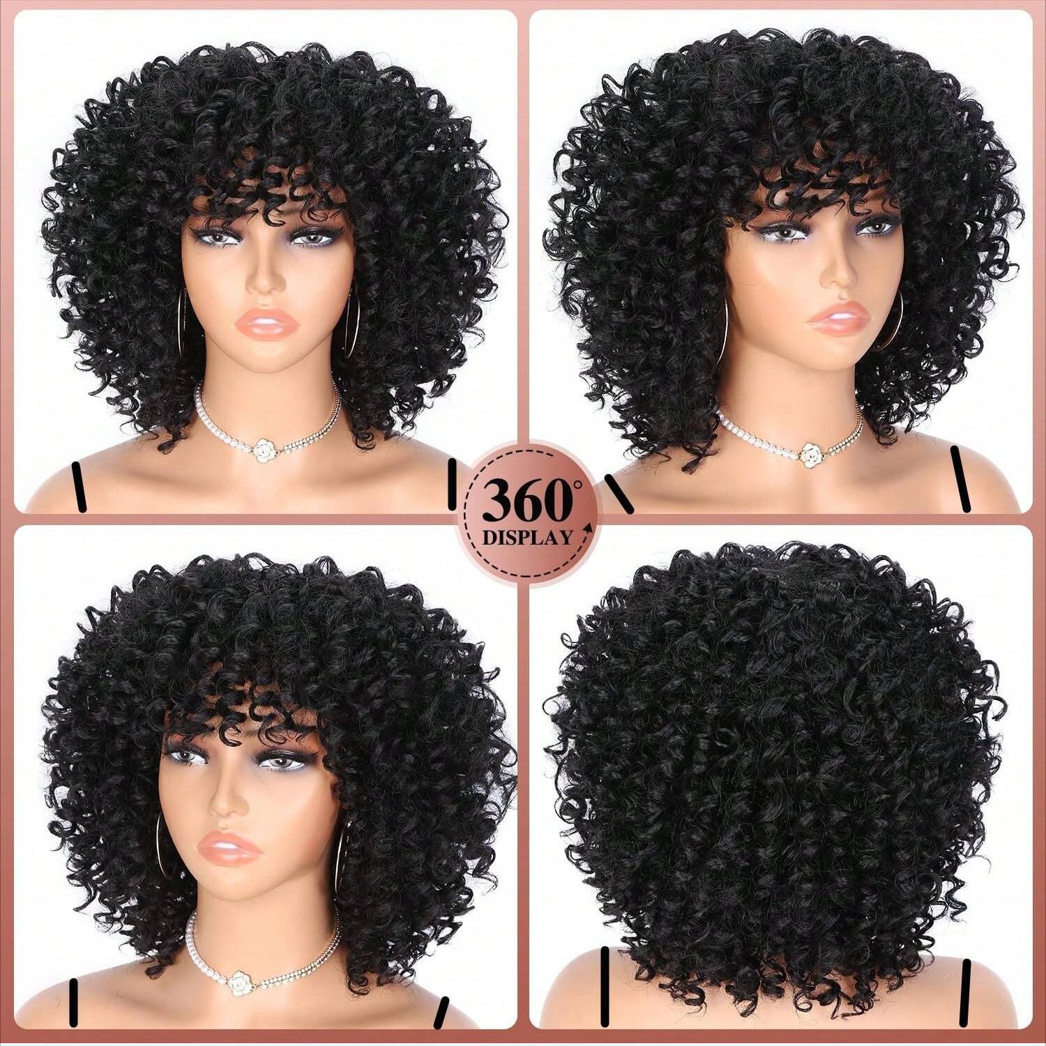 wigs for women African fashion explosive curly hair chemical fiber headpiece spring curl short curly hair spot_voghion.com