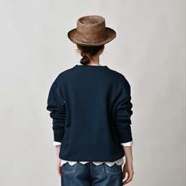 外贸服装 日单森女风简约靛蓝毛圈圆领套头卫衣 大码女装