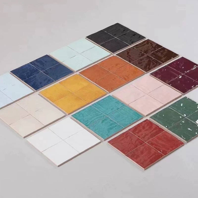 Spanish-Style Gradient Handmade Tiles 120X120 Small Square Tiles Green French-Style Bathroom Wall Tiles Kitchen Bathroom Tiles