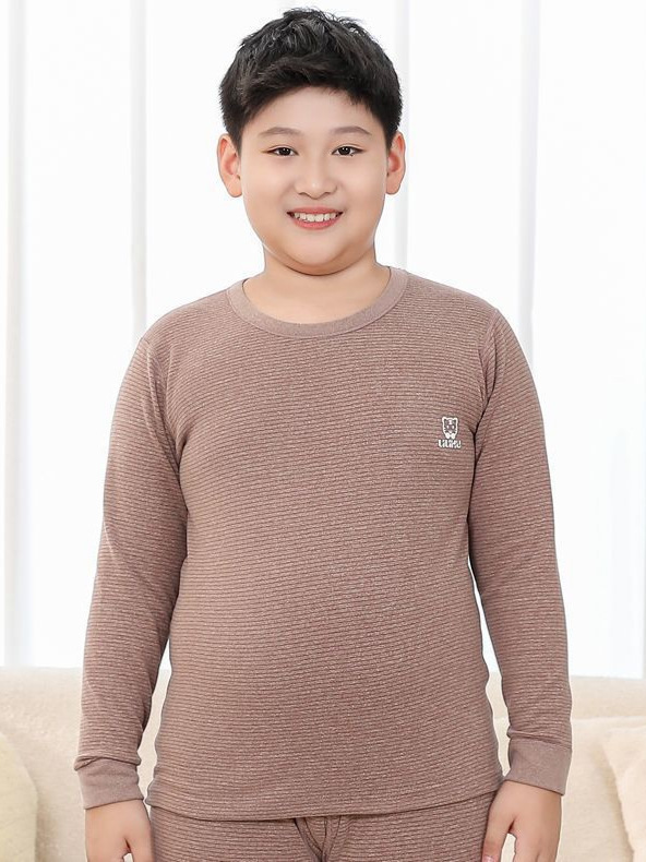 胖童加厚秋衣上衣大码磨毛儿童男孩大童青少年加肥加大保暖打底衫|undefined