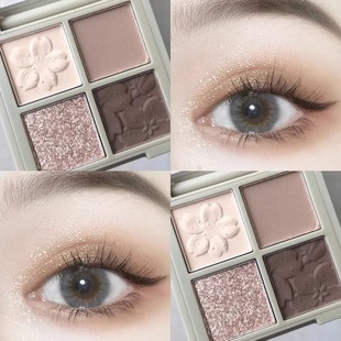 NOVO four-color eye shadow plate 2023 new matte pearlescent fine flash gentle ins super hot earth color glitter eye shadow