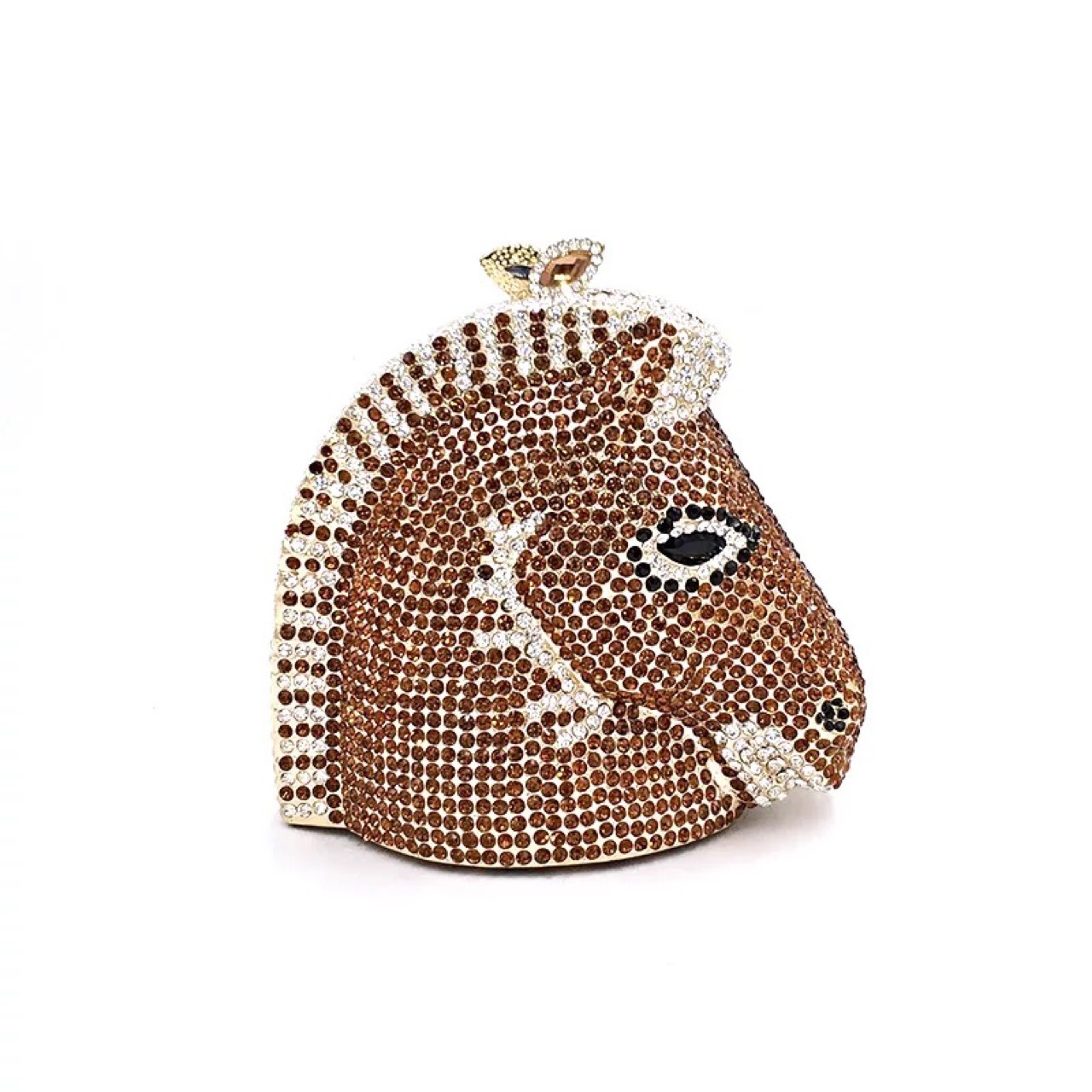Túi clutch nữ đính đá hình đầu ngựa phong cách Âu Mỹ — Vàng cà phê chi tiết 6