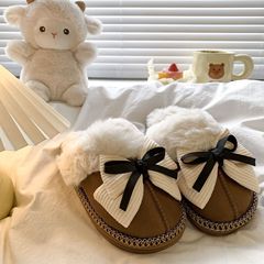 甜美蝴蝶结包头棉拖鞋女外穿2025秋冬新款复古厚底加绒勃肯毛毛拖