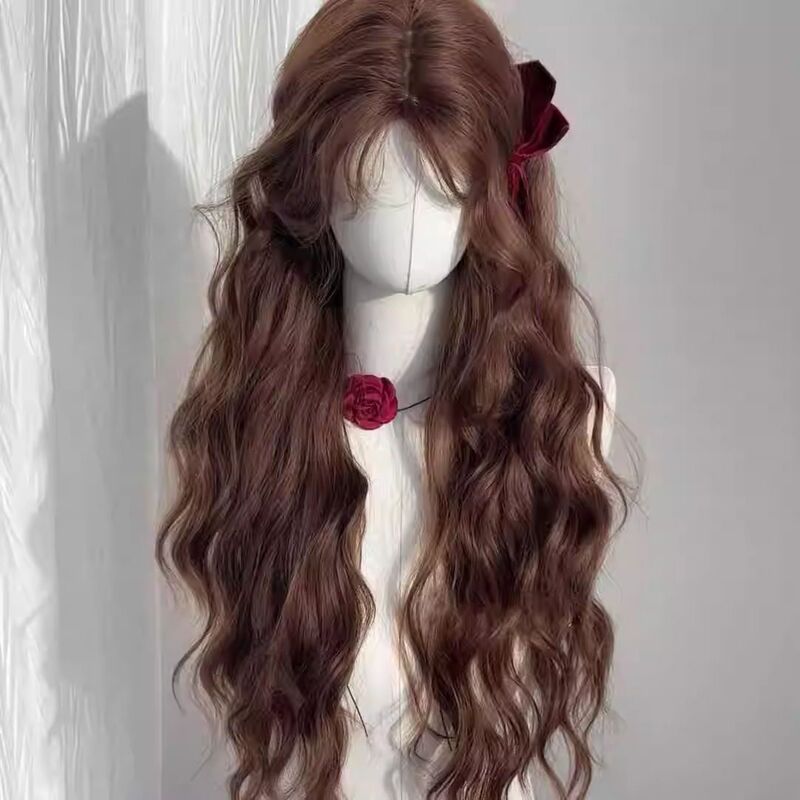 [Caramel Chestnut] Caramel Warm Brown Long Curly Hair Wig Women's Autumn and Winter New Artificial Whole Egg Roll