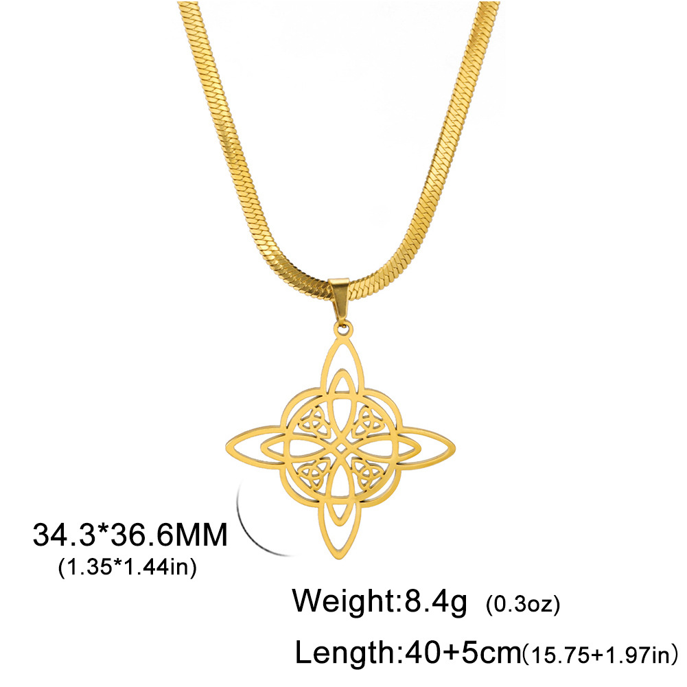Vintage Style Witch Knot Solid Color Stainless Steel Plating Hollow Out Pendant Necklace display picture 4