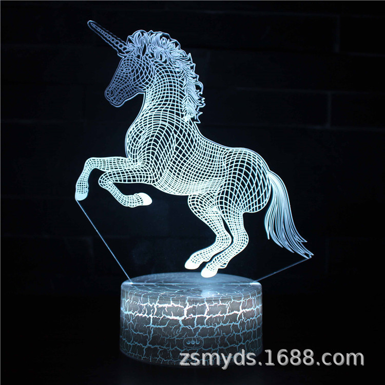 Comercio electrónico transfronterizo dedicado a la serie unicornio 3D lámpara de mesa LED lámpara de regalo creativo visual estéreo colorido luz de la noche