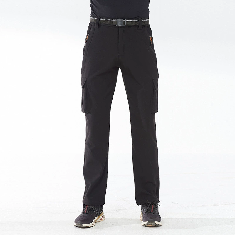 Трансграничные брюки для зарядки на открытом воздухе Мужские и женские водонепроницаемые ветрозащитные, устойчивые к царапинам, теплые брюки-карго на флисовой подкладке, мужские большие размеры, плюс удобрения