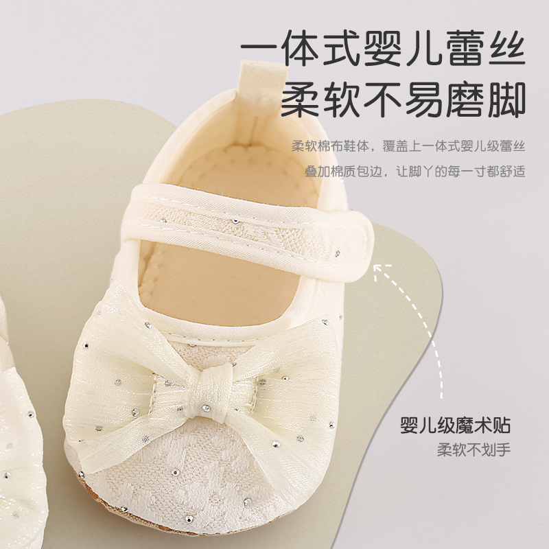 Zapatos y calcetines para niñas primavera y verano zapatos de princesa con lazo de encaje para bebés zapatos para niños pequeños de interior con suela suave antideslizante