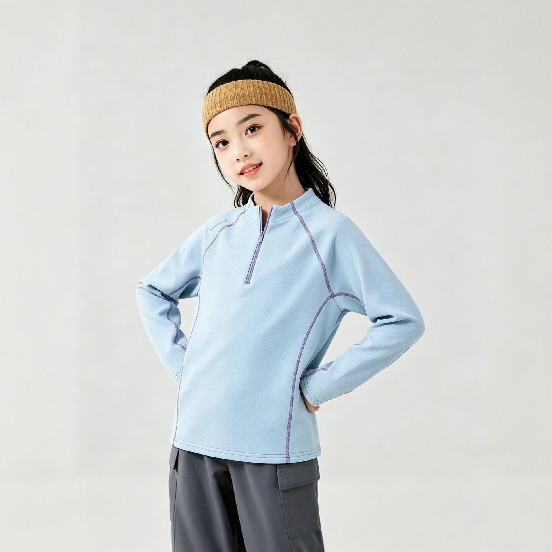 Children's sports sweatshirt, new spring/autumn style, unisex, half-zip, stand-up collar, quick-drying, breathable, long-sleeved top for outdoor training