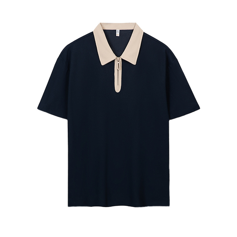 Semia cremallera color poliéster algodón empresa ropa de trabajo ropa deportiva con solapa camiseta de polo de manga corta personalizada