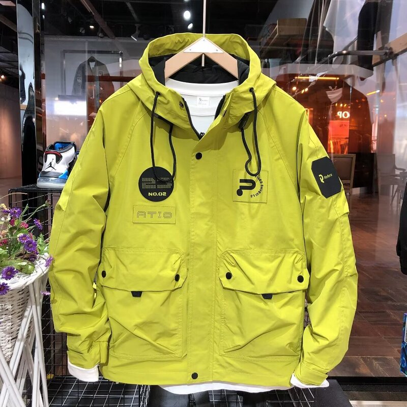 Spring New Arrival Tooling Multi-Pocket Hooded Jacket Men's Trendy Brand Plutton Handsome Couple's Rushwork Jacket Casual All-Match Jacket