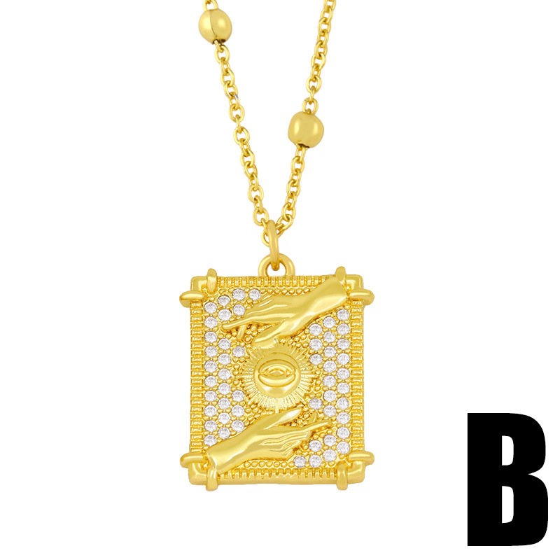 Hip Hop Accessories European And American Color Zircon Tarot Pendant Necklace Clavicle Chain Nkv78 display picture 5