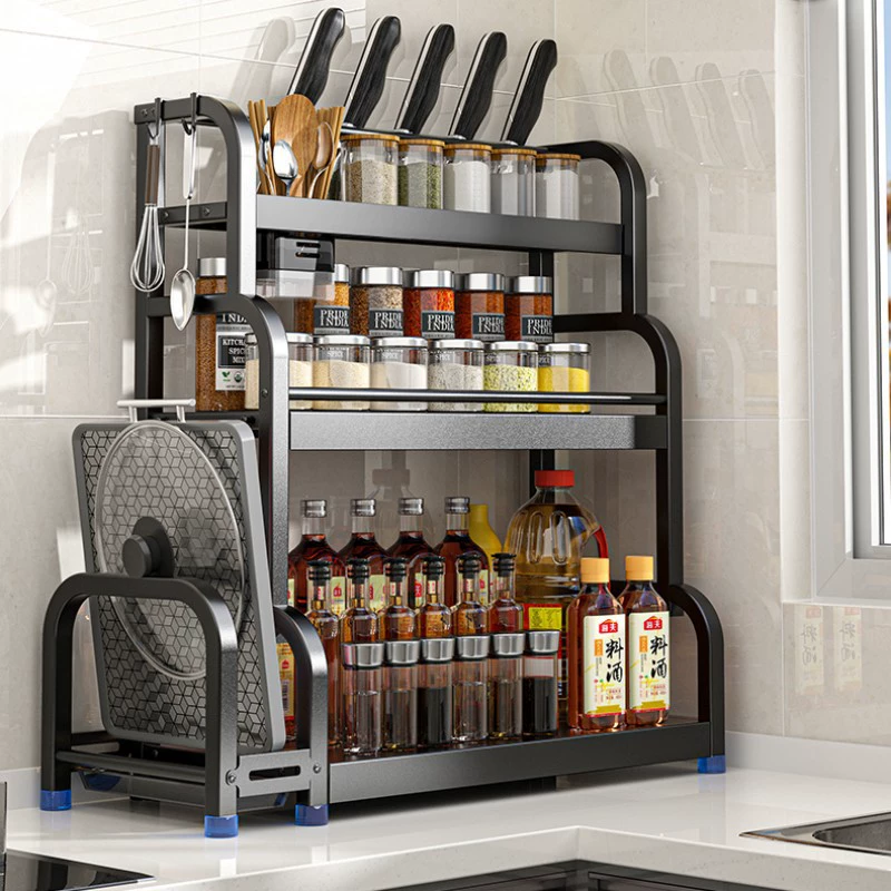 Кухонная полка для хранения специй, держатель для ножей, держатель для приправ, кухонная утварь, многослойная круглая полка