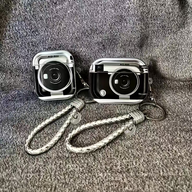 适用苹果4代个性蓝牙airpods1/2创意复古电镀相机耳机套保护壳套|undefined